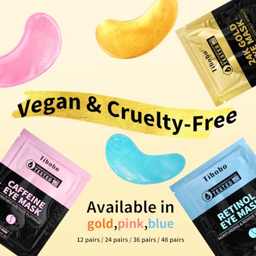 image for Tibobo Under Eye Patches(36 Pairs), 24K Gold, Caffeine, Retinol Eye Ma