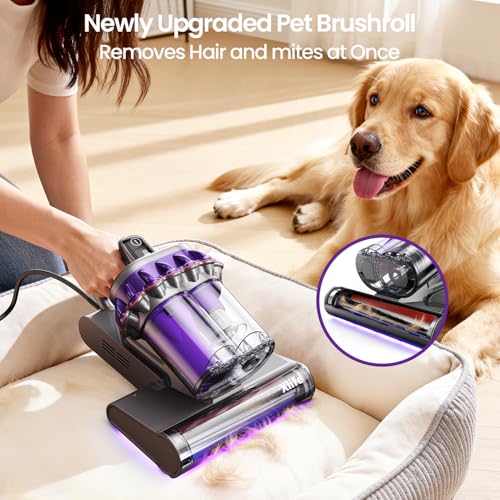 Image of Xlife Mattress Vacuum, Bed Vacuum Cleaner with 2 Roller Brushes for Pet Hair, 253.7nm UV-C Light, 140F Heating, 550W 16KPA Suction, HEPA Filter Couch Vauum for Bed, Sofa, Pillow, Baby Crib