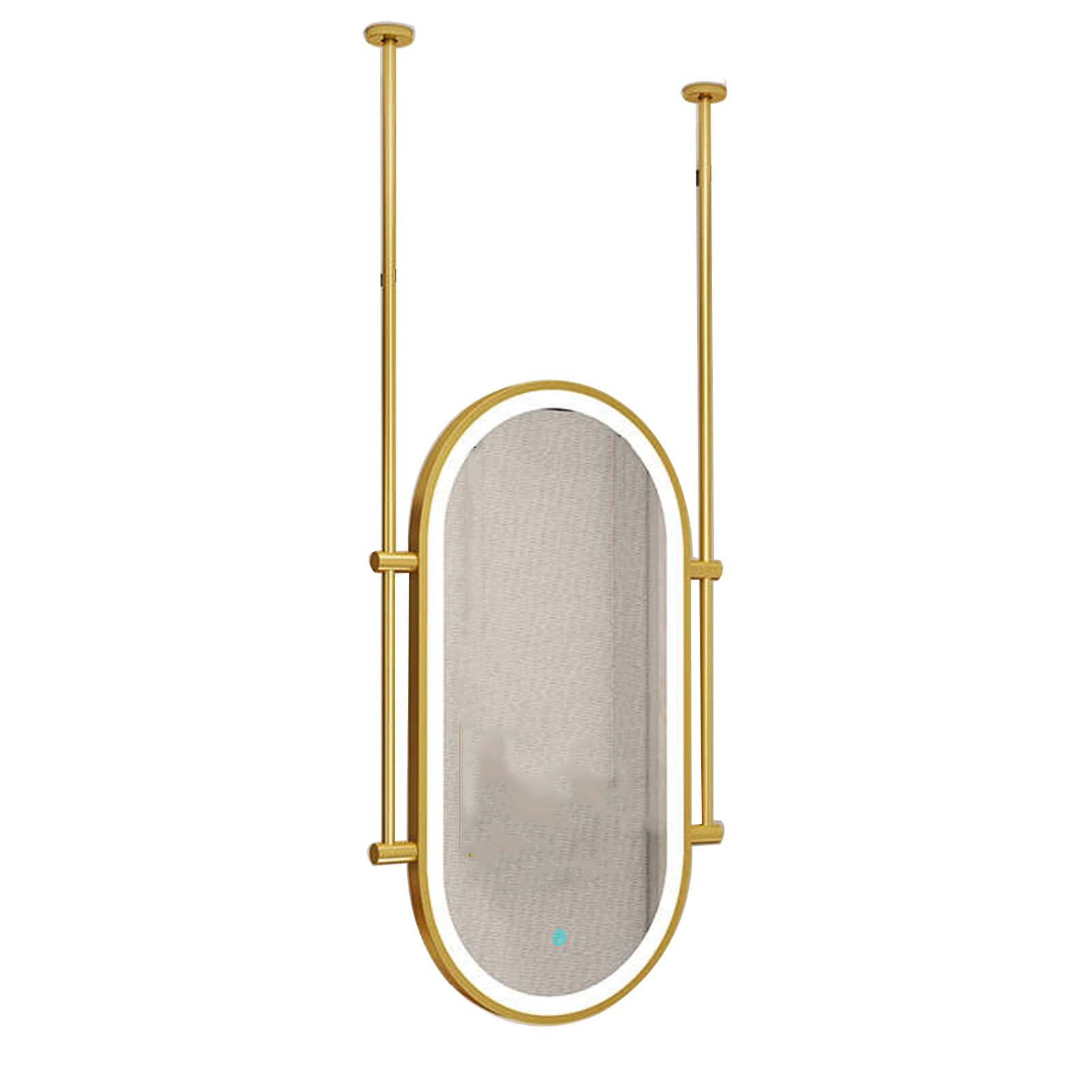 MESOVFCA Wall Mounted Oval Mirror with LED Light 3 Colors Adjustable Wall Dressing for Entryway Cloakroom and Home(Gold,50x100cm)