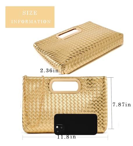 Image of Women's Woven Evening Bag Casual Leather Shoulder Handbag Fashion Clutch Purse