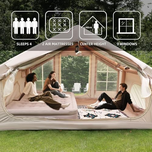 Carpa Inflable para Camping 6.3 m con Toldo y Ventanas de Malla miniatura 6