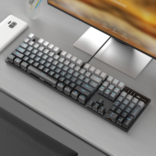 Image of MageGee MK-Storm Mechanical Gaming Keyboard, 104 Keys Wired Light Up Keyboard with Linear Red Switch, Ice Blue Backlit, Double-Shot Keycaps, N-Key Rollover for Laptop, Desktop, PC (Gradient Gray)