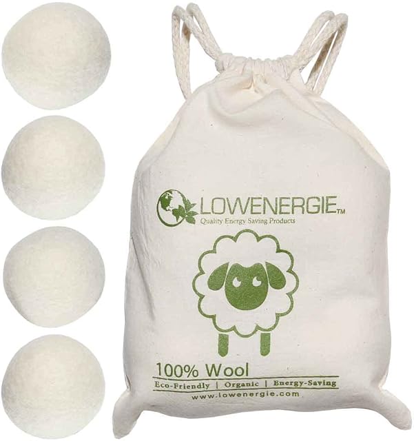 Wool Dryer Balls XL Fragrance Free Eco Friendly Tumble Dryer Clothes Softener (4 Pack)