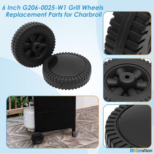 Image of 6 Inch G206-0025-W1 Grill Wheels for Charbroil Various Models