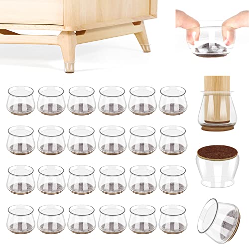 Chair Leg Floor Protectors, 24PCS Transparent Silicon Chair Feet Cover