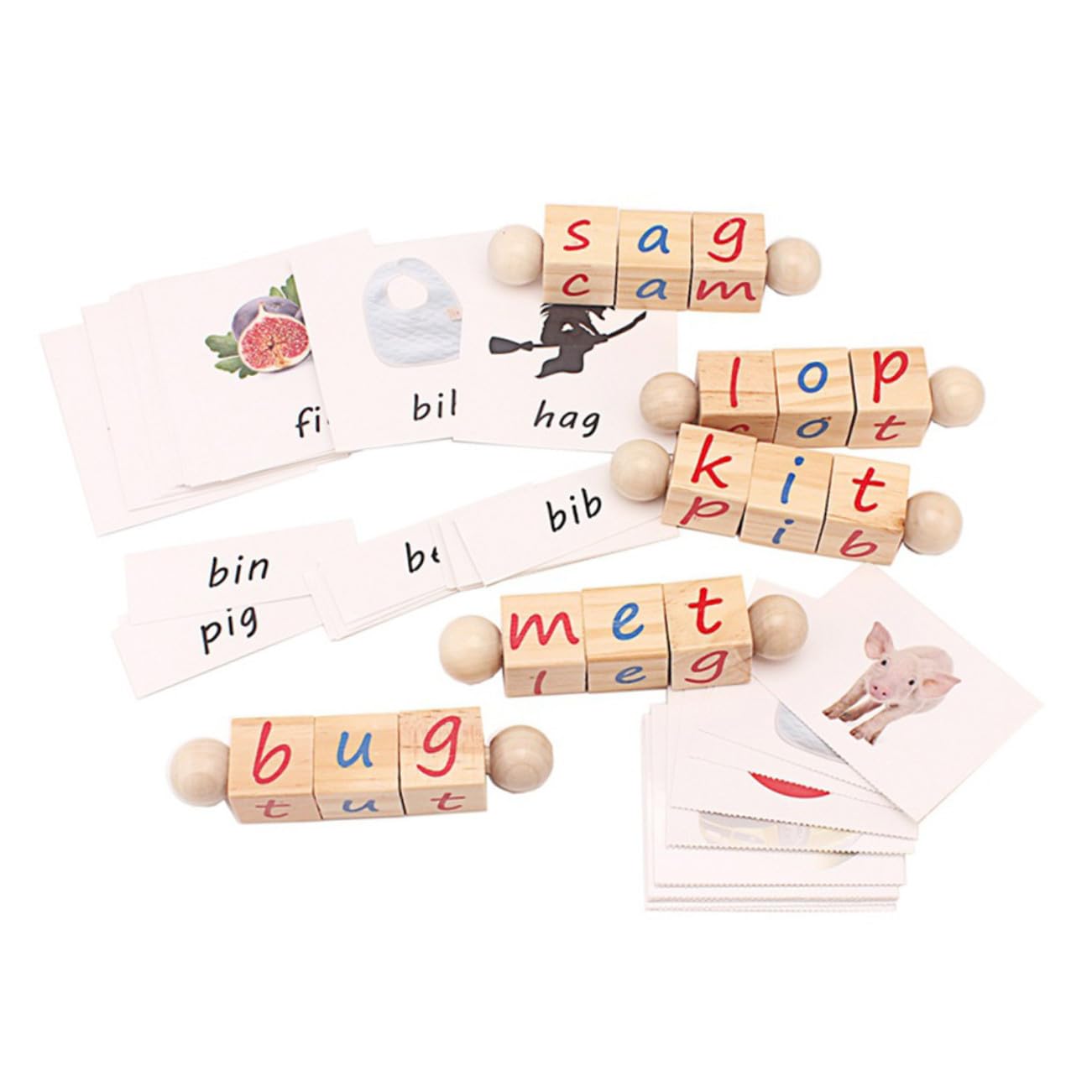 Bloque de Letras Giratorias, 1 Juego, Madera y Papel, para Niños