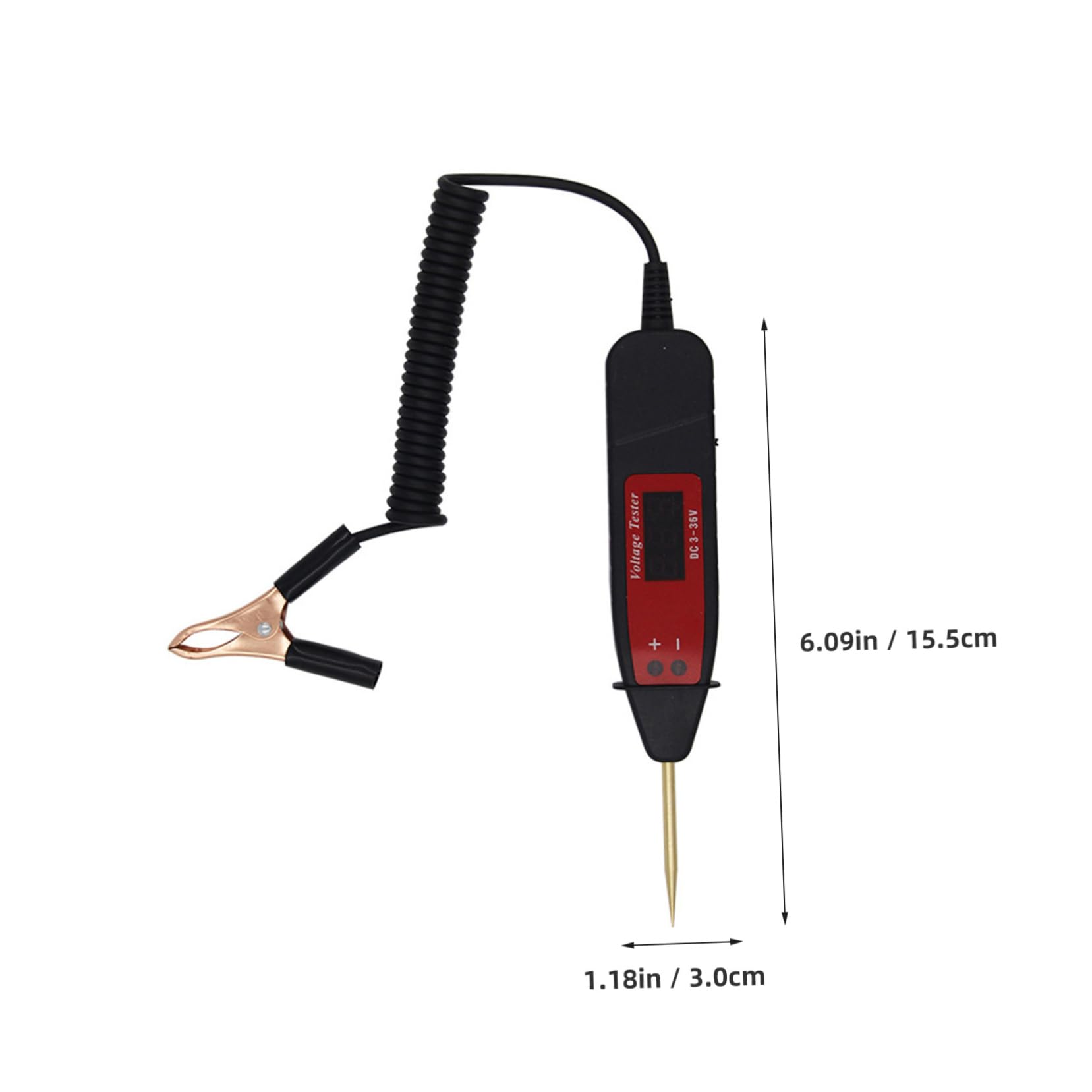 VOSAREA Digital Display Car Voltage Tester with Extendable Spring Cable Automotive Circuit Probe for Easy Electrical System Testing and Real Voltage Monitoring