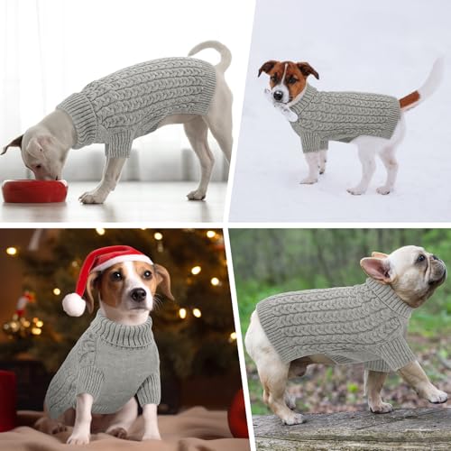Hundepullover für Große Hunde Hundepulli Winter Warm Hunde Pullover Rollkragen Strickpullover Hundemantel Hundepulli für Corgi,Golden Retriever Wintermantel Hunde Warme Hundekleidung Grau,XXL