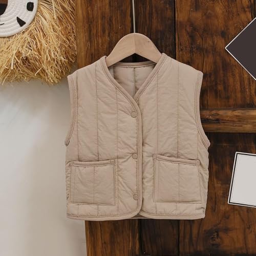 Toddler Girls Boys Warm Puffer Vest Coat Button Down Sleeveless Waistcoat Kids Down Jacket with Pockets 1-8 Years2
