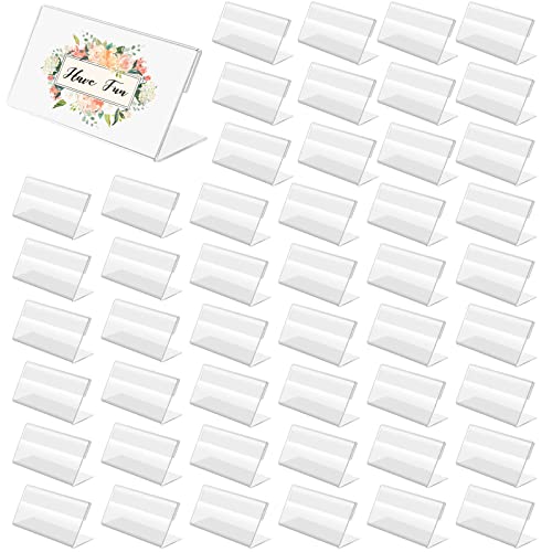 48 Pièces Porte Étiquettes de Prix, VEGCOO Support d'affichage de Prix en Acrylique Transparent Supports d'Étiquettes pour Boulangeries Épiceries Bureau(6 * 4cm)