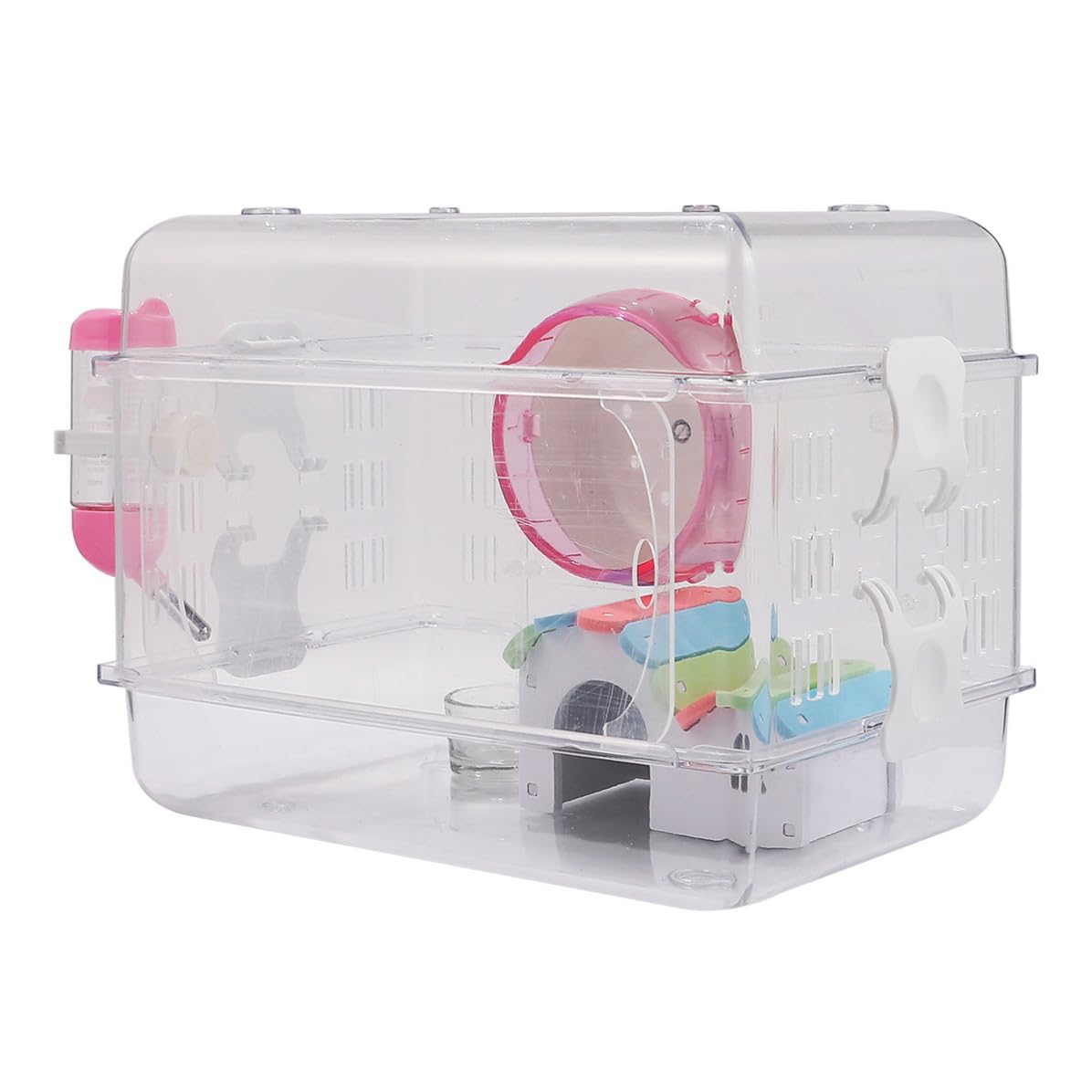 Cage à Hamster avec Roue d'exercice, Villa Acrylique Transparente