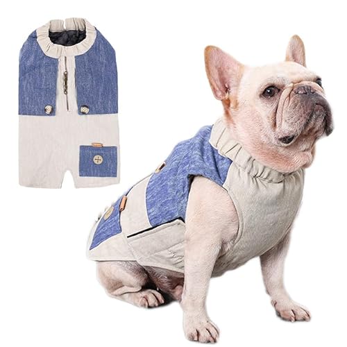 mon tresor デニムベストジャケット 大型犬 服 犬用ジャケット 秋 冬 秋服 女の子 男の子 ドッグウェア 犬服 トップス ペットウェア 犬用秋冬服 おしゃれ犬服 防寒犬服 デニム 可愛い 犬用アウトドア用 防寒 大型犬 中型犬 散歩用 (M)