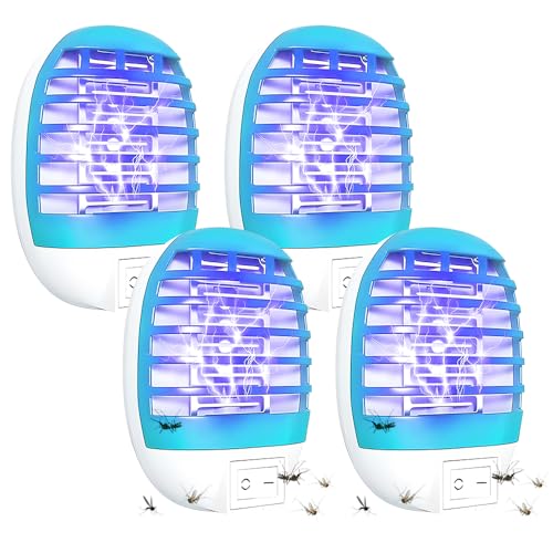 KQWVZ Lámpara Antimosquitos Electrico, 4PCS Lampara Antimosquitos Interior con LED UV, Mata Moscas Electrónico, Lampara Mosquitos para Insectos, Moscas, Polillas, Efectivo de 20m² para Interior