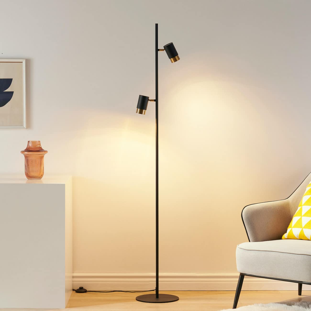 Zwarte LED vloerlamp golvend dimbaar - Ysoria