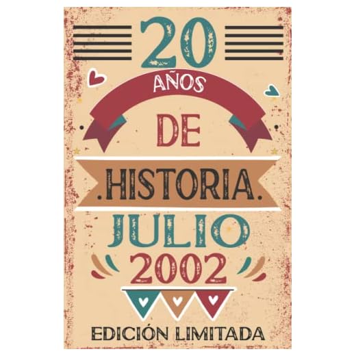 20 Años De Historia Julio 2002: 20 años. Libro de visitas, cuaderno, 110 páginas de felicitaciones, idea de regalo, regalo Para la esposa, novia, mujer, La madre