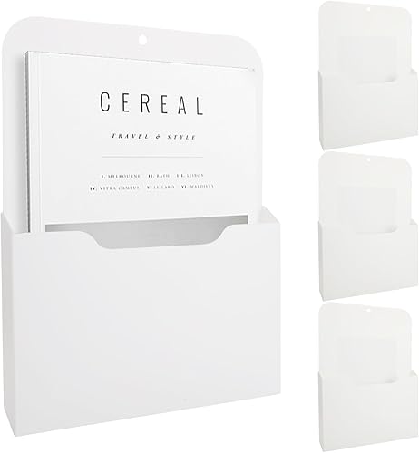Paquete de 4 soportes magnéticos para archivadores, soporte de papel magnético blanco, tamaño A4, bolsillo de almacenamiento para refrigerador para