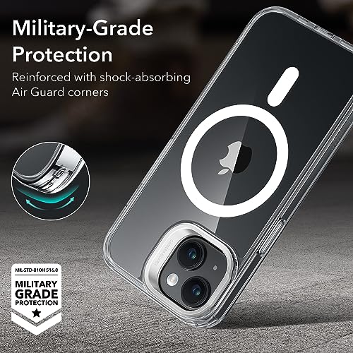 Image of ESR for iPhone 15 Plus Case, Compatible with MagSafe, Military-Grade Protective Clear Case for iPhone 15 Plus,Built-in Stash Stand Phone Case, Scratch-Resistant Back Cover, Classic Series,Clear