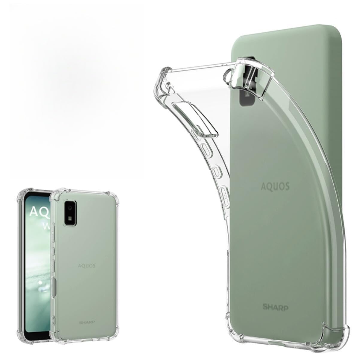 【AQUOSWish2】『スマホケース　充電器付き』 ※消毒済 Amazon | AQUOS wish/AQUOS wish2 ケース ソフト TPU 耐衝撃 Qi充電