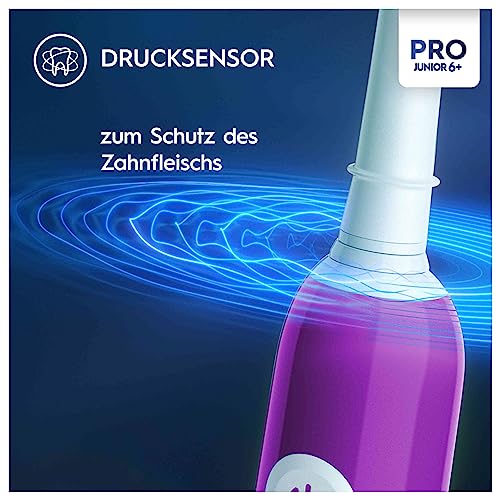 Oral-B Pro Junior Elektrische Zahnbürste für Kinder — Electric Toothbrush ab 6 Jahren — Inkl. 1 Aufsteckbürste, Designed by Braun, Lila 2