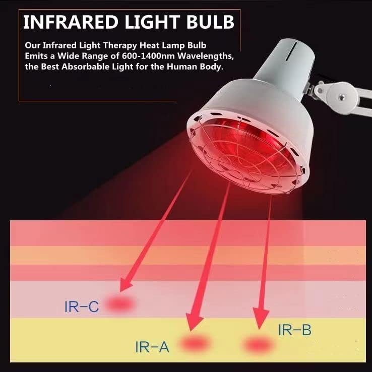 Vista 3 de Tuklye Bombilla infrarroja, dispositivo de luz roja de 150 W, lámpara de calor roja, compatible con enchufe estándar E26E27, 110 V