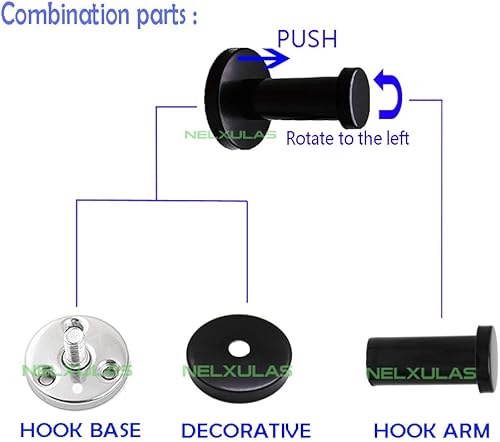 Miniatura 3 de Ganchos clásicos negros de acero inoxidable resistentes para montaje en pared, ganchos para toallas de baño, perchero, ganchos para bolsos, paquete