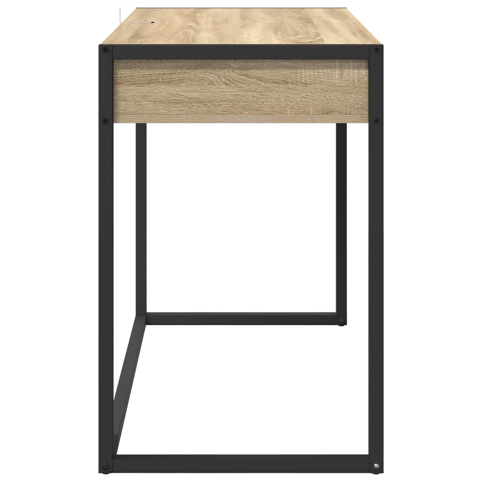 Scrivania con vano portaoggetti, in legno Sonoma, 100 x 50 x 75 cm, tavolo da lavoro per casa, ufficio, studio, con cassetto, ripiano e scaffale, per laptop, PC, monitor, gaming, studio