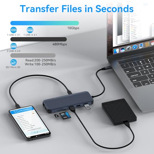 Image of USB C Docking Station 3 HDMI, 12 in 1 Docking Station Triple Display, Dual Monitor Dock, Laptop USB-C Hub 3 HDMI with 10 Gbps, Ethernet, USB A /C 3.1, USB 2.0, 100W PD, Audio & Mic, SD