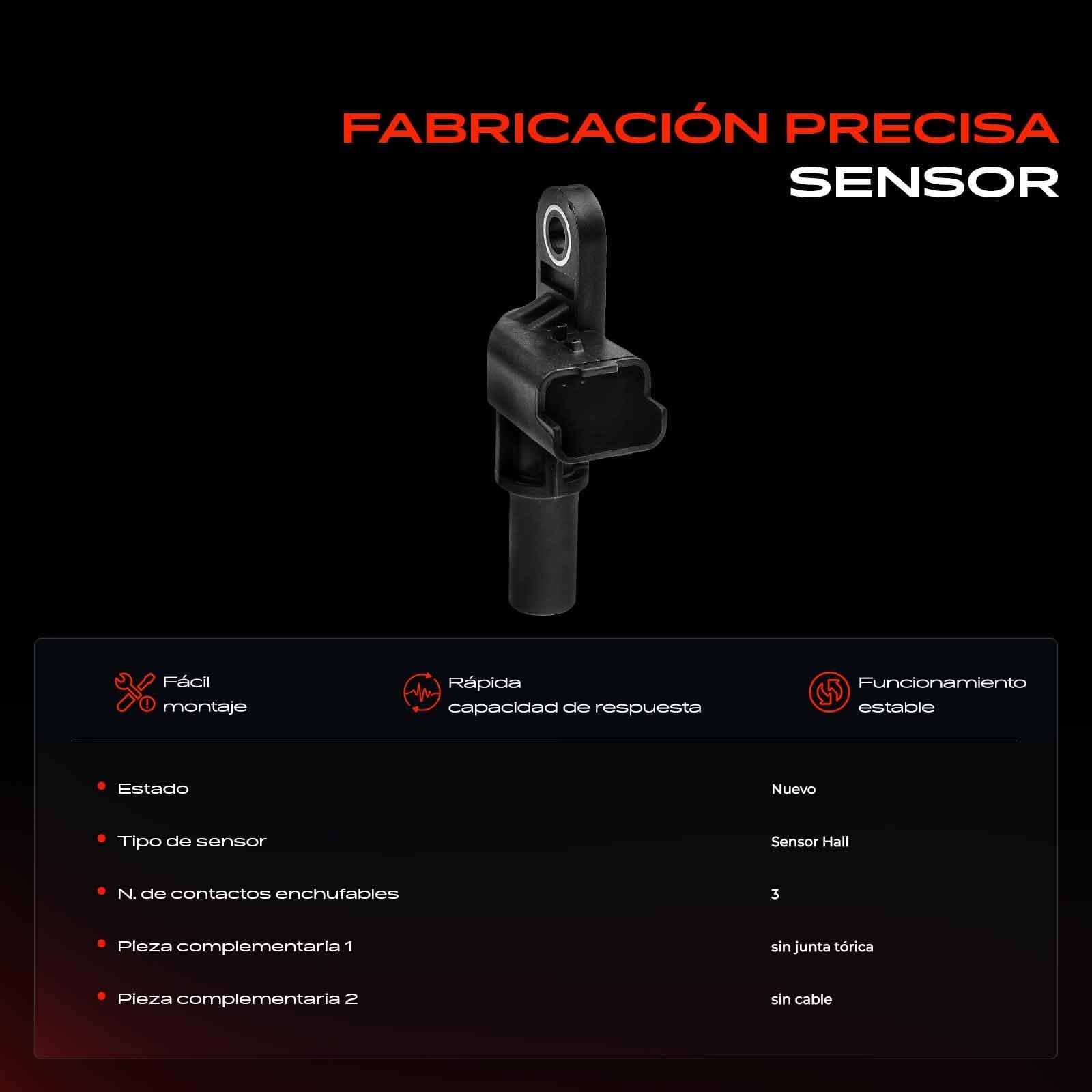 Frankberg Sensor del árbol de levas Sensor del cigüeñal 3-Polos Compatible con Focus III Turnier Berlingo Multispace B9 C-Max II DXA/CB7 DXA/CEU 2008 I CU C4 Cactus Replace# 9677493380