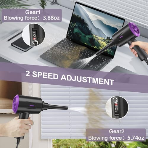 Image of Meudeen Air Duster - Compressed Air - 5.74 oz High Power Cleaning for Computer - PC - 2 Gear Air Blower (Black Purple)