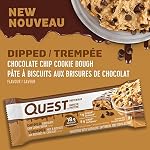 Quest Nutrition Dipped Chocolate Chip Cookie Dough Protein Bar, High Protein, High Fibre, Low Sugar, Low Carb, Keto Friendly, 21g Protein, 1g Sugar, 12ct
