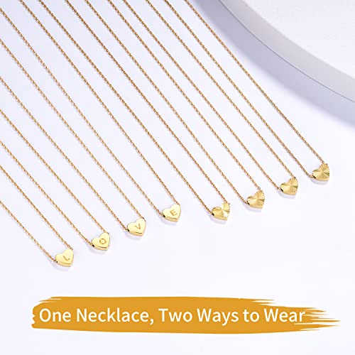 Momlovu Heart Initial Necklaces For Women Girls-14K Gold Layered Tiny Initial Letter Necklaces For Girls, Valentines Day Gift, Birthday Gift, Christmas Gift Jewelry Gifts For Girls Her #TOP4
