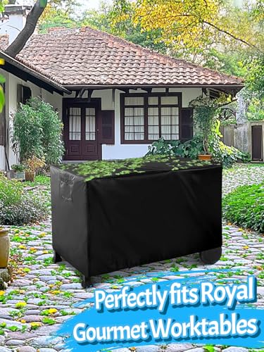 PAMASE Outdoor Dining Grill Cart Cover - 41"L*24"W*32"H, Compatible with Royal Gourmet Worktable PC3401B PC3401S Food Prep Table, Heavy Duty Waterproof BBQ Serving Worktable Metal Movable Station - Image 7