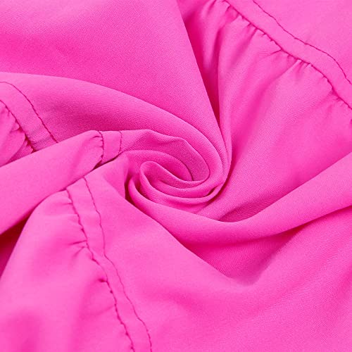 Image of WOKANSE Women's Cute Babydoll Dresses Casual Loose Puff Sleeves Ruffle Hem Button Down Pleated Shirt Dress