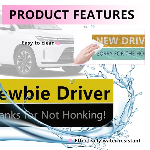 Image of 4PCS Student Driver Magnet for Car,Removable Strong Magnetic New Driver Magnet for Car,Universal Reflective Safety Warning Student Driver Sticker Magnet for Car Bumper Trunk