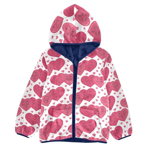 Lovers' Hearts Girls Fleece Jacket Girls Fall Jacket Girls Zip Up Hoodie Girls Sherpa Jacket 2-10T