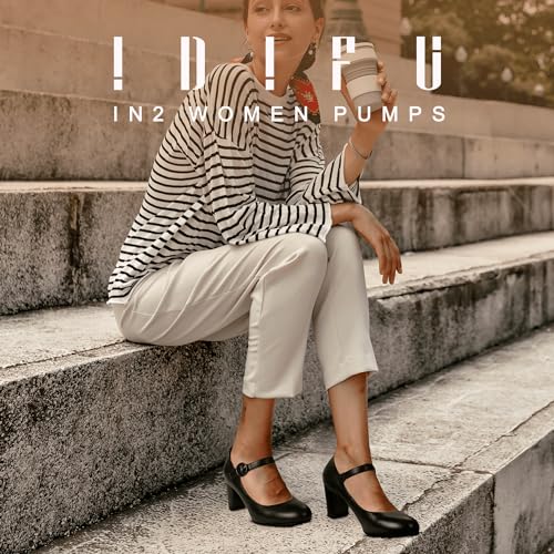 IDIFU Women's Candy Dress Mary Jane Shoes Low Block Heels Closed Round Toe Office Work Church Wedding Pumps2