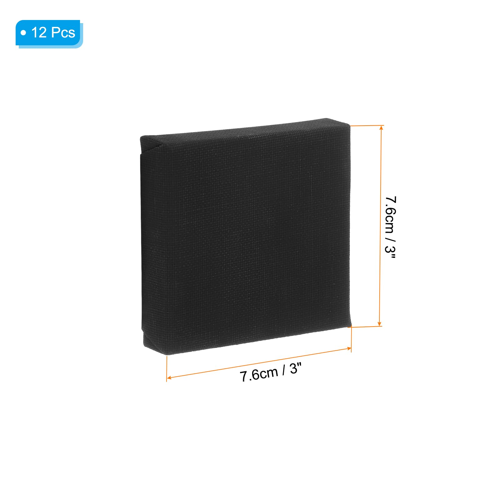 PATIKIL Black Stretched Canvas, 12 Pcs 3" x 3" Large Canvas for Painting Primed Cotton Blank Canvas for Acrylics Oil Watercolor Paints - Image 2