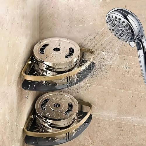 Image of Boniry 1 Pcs Bathroom Accessories Aluminium Heavy Duty Self Adhesive Bathroom Corner Shelf for Wall, Multipurpose Wall Mounted Bathroom Organiser, Washroom Organizer (Gold)