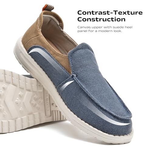 Image of Men's Canvas Loafers, Slip On Casual Shoes | Hands Free, Lightweight, Comfortable, Breathable Upper, Walking Shoes, Stretch, Travel, Vacation, Everyday Wear