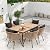 BUPPLEE 7-Piece All-Weather Rattan Patio Dining Set with 60" Wood Table Top, Removable Cushions & Umbrella Hole - Outdoor Furniture Set Includes 6 Chairs & Rectangular Table for Backyard, Deck, Porch