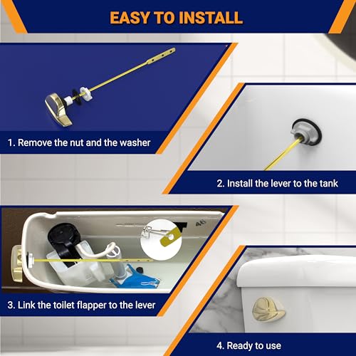 Image of Toilet Handle Replacement (Brass Polished, Side Mount)