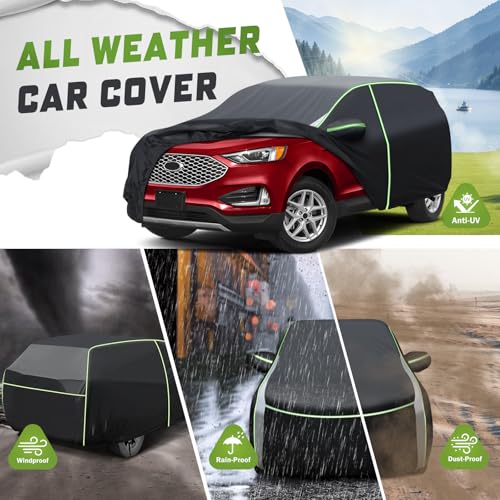 Image of Mixsuper Liner Car Cover for Ford Edge 2007-2026, 7 Layers Full Car Cover All Weather Car Covers for Ford Edge, Waterproof Outdoor Cover with Zipper Door Reflective Strips