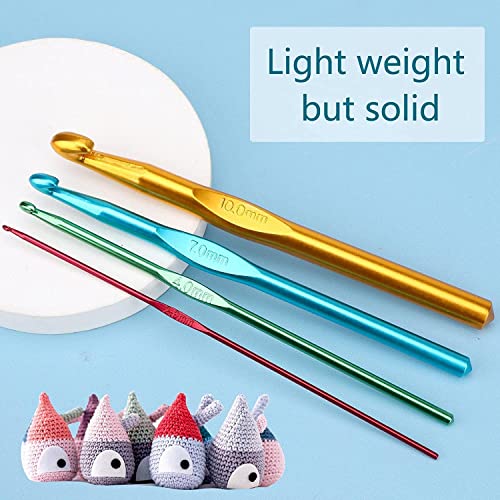 Image of 12 Pcs Aluminum Crochet Hook Set | Multicolor Knitting Needles with Multiple Hook Sizes (2.0mm-8.0mm) | Smooth Ergonomic Crochet Needles for Knitting, Weaving, Sewing & DIY Craft Projects