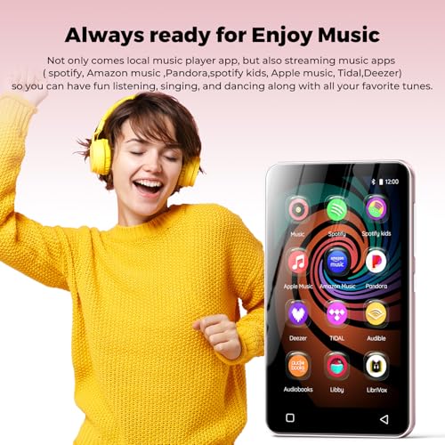 Image of 160GB MP3 Player with Bluetooth and WiFi, innioasis Music Player with Spotify,Pandora,Amazon Music,4 inch Touch Screen Android MP4 MP3 Player for Kids with Libby,Audible,Spotify Kids(Pink)