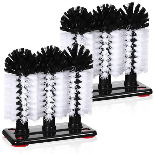 IANFAN 2 Pack Water Bottle Cleaning Brush with Suction Base, 3 Head Bristle Bar Glass Washer for...
