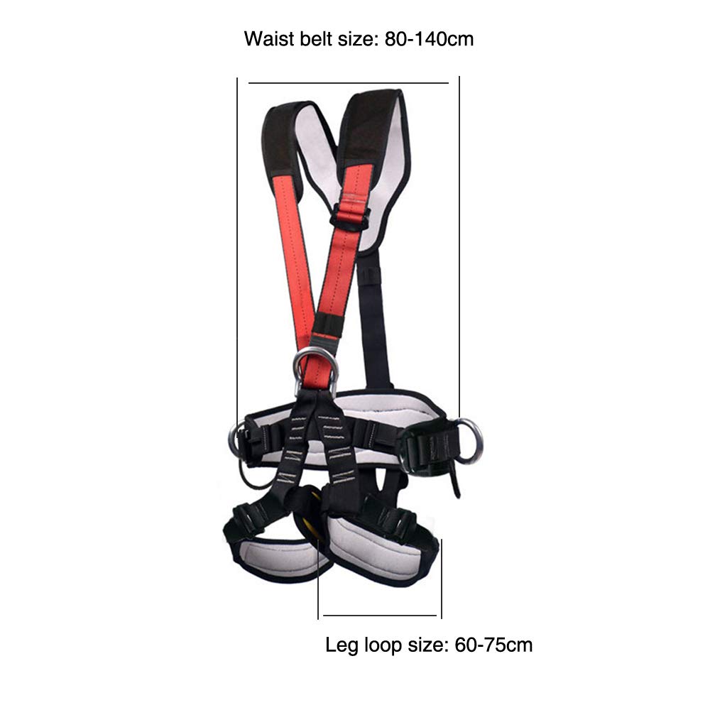 MagiDeal Harnais De Sécurité 2m Avec Mousqueton - Ceinture De Protection Robuste 2500kg Pour Alpinisme, Travaux En Hauteur Et Escalade