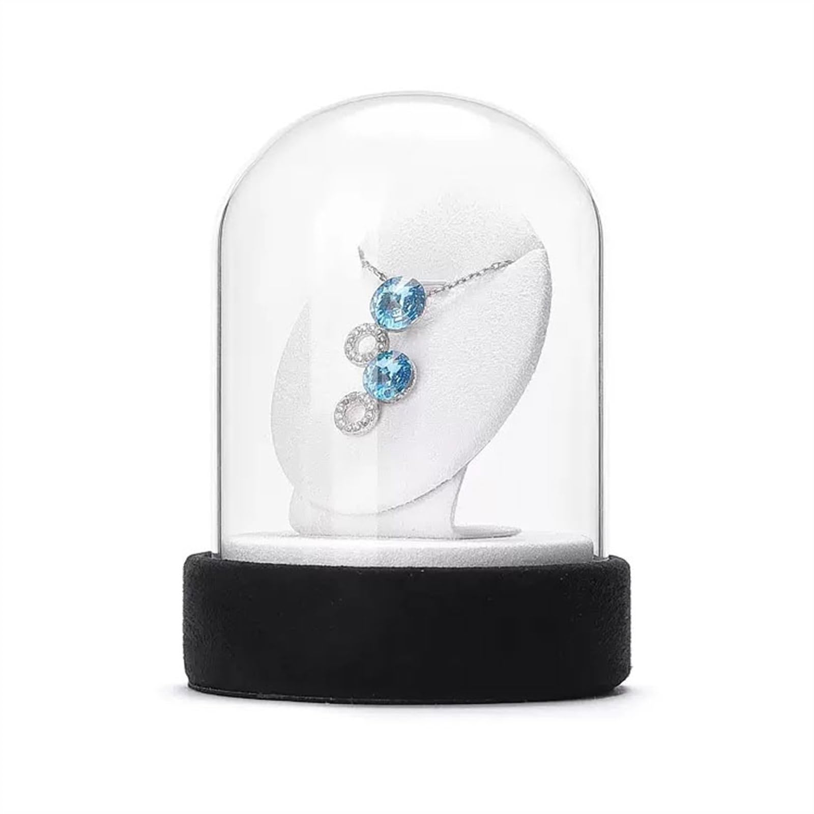 LLXYWJ Espositore per Gioielli Espositore per Ciondolo per Collana in Velluto con Coperchio in Vetro Espositore per Gioielli per Esposizione Porta Gioielli per la Vendita di Organizer per collane