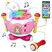 Rabing Tamburo Musicali per Bambini, Baby Giocattoli elettronici Musicali, I Bambini Illuminano Il Tamburo Strumenti Musicali per Bambini, con Motivi di Animali, Bacchette e Microfono