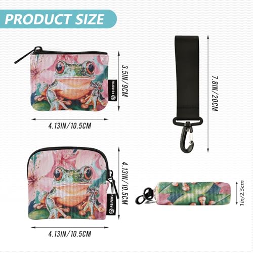 Simple Shining Jewelry Frog Women's Card Cases Change Holder Compact Size ID Card Holders Protector with Wristlet Strap for Lady 2 Pcs Recto Verso4