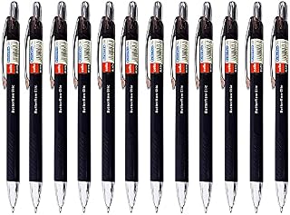 Cello Butterflow Clic Retractable Ballpoint Pens | Medium Point (0.8 mm) | Pack of 12 Black Pen